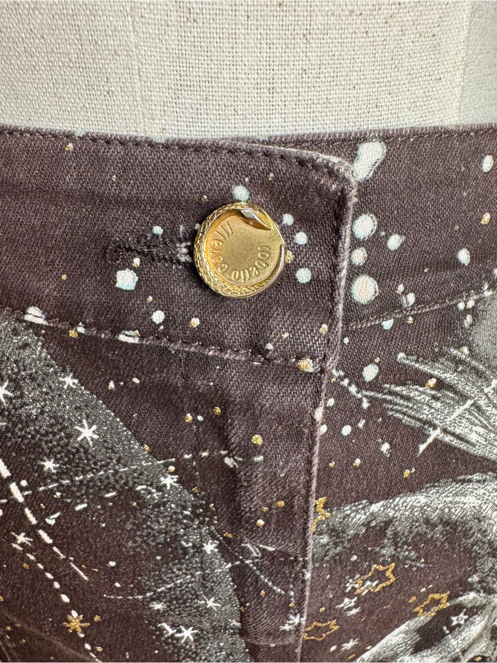 Vintage Roberto Cavalli Constellation Zodiac Print Midi Skirt – Brown, Size S - Picture 7 of 9